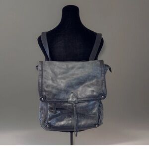 The Sak Ventura Leather Convertible Backpack Black Purse Messenger Bag Boho